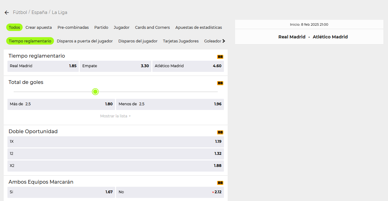 Cuotas en el Derbi Madrileño - Apuestas Deportivas en YoSports